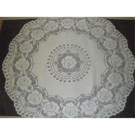 Fastfood 36 in. European Lace Table Topper, White FA2570096